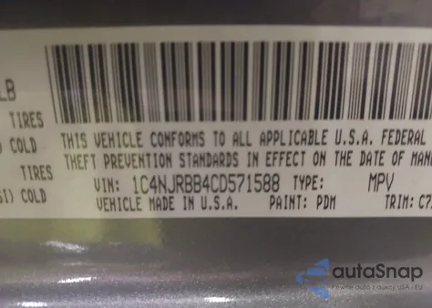 2012 Jeep Patriot Sport from USA, damaged, VIN 1C4NJRBB4CD571588